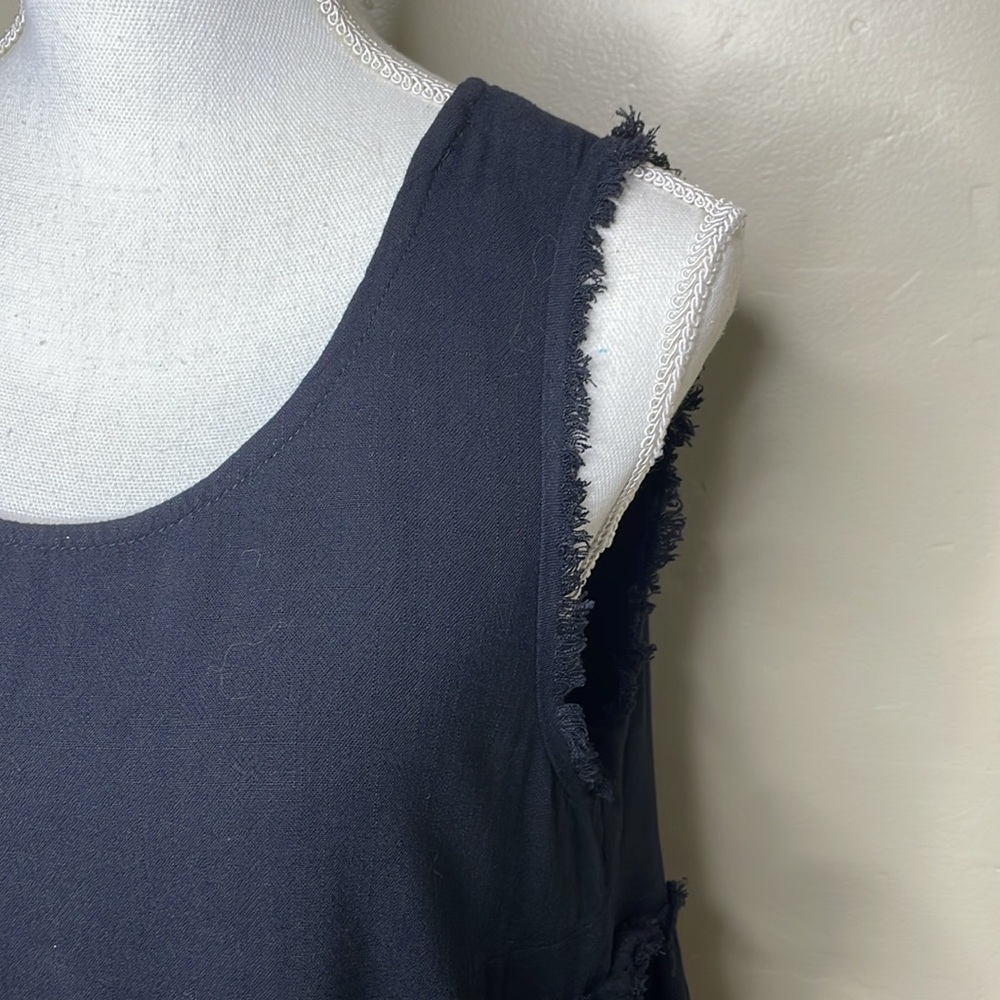 UMGEE Top Black Linen Blend Popover BOHO Side Splits to Waist Sleeveless Small - Picture 8 of 12